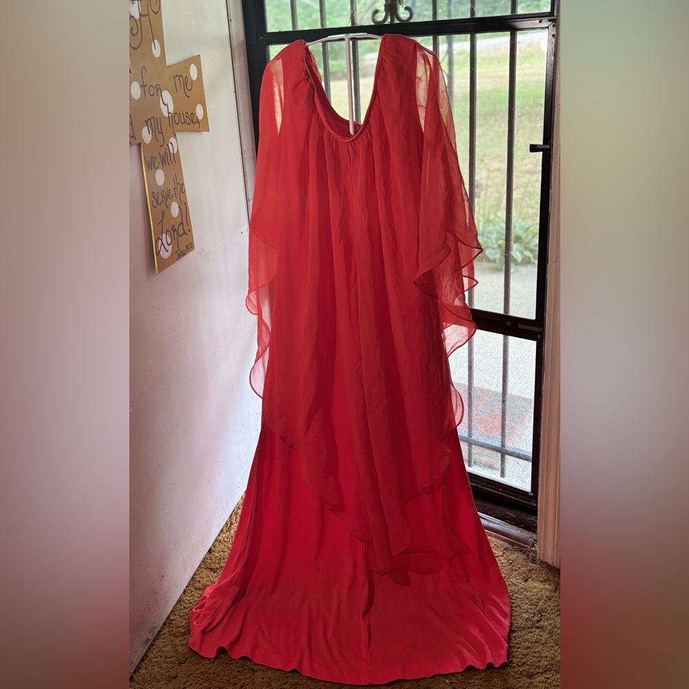 Vintage 1970’s ish Elegant Red Layered Dress Sleeveless  Women’s size 18